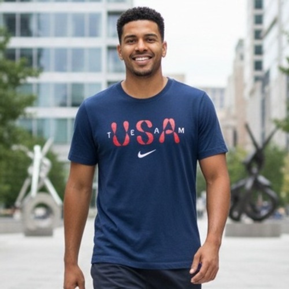 Nike TEAM USA Navy Blue Graphic Men's T Shirt Short Sleeve -‎ Size M